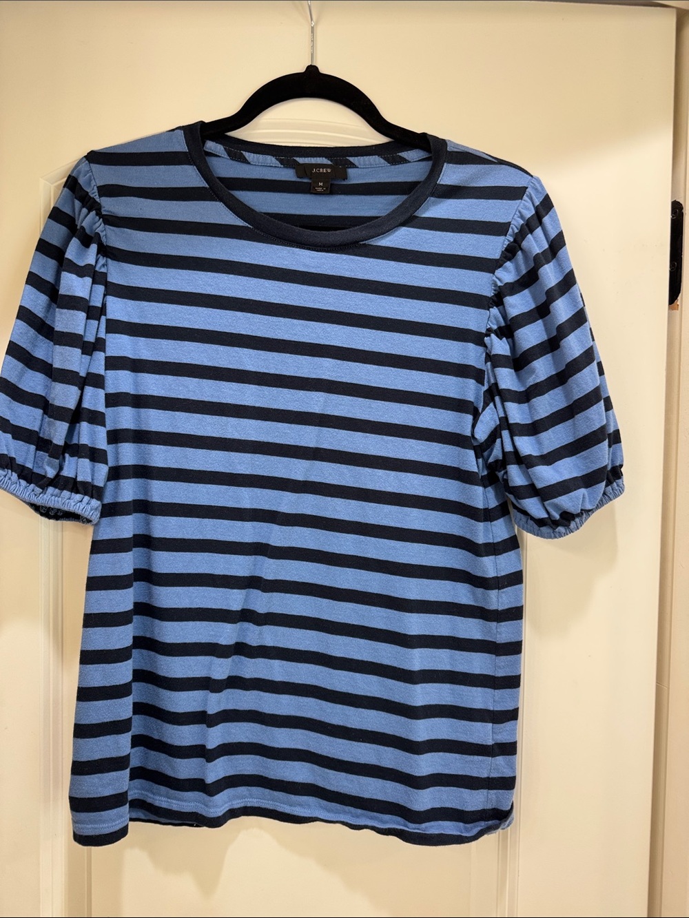 J. Crew Blue & Black Striped Crewneck Tee